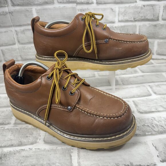 DIEHARD Sure Track Men's Size 10.5 Soft Toe Brown Leather Oxford Work Shoes - Picture 4 of 15